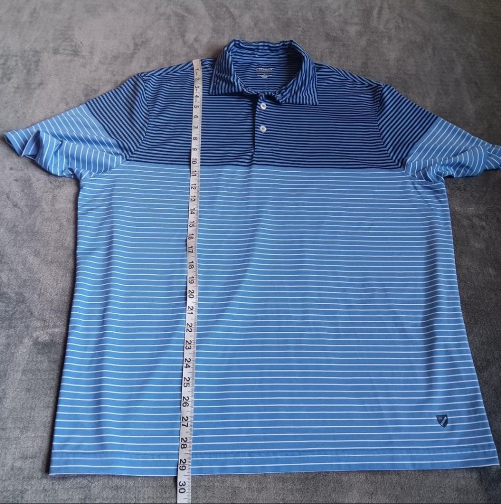 Cremieux Performance Polo Shirt Mens Large Blue Stripe Active Wear Golf Casual - Picture 2 of 9